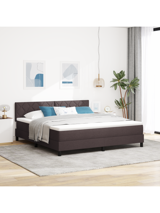 Box spring sänky patjalla & led tummanruskea 180x200 cm kangas