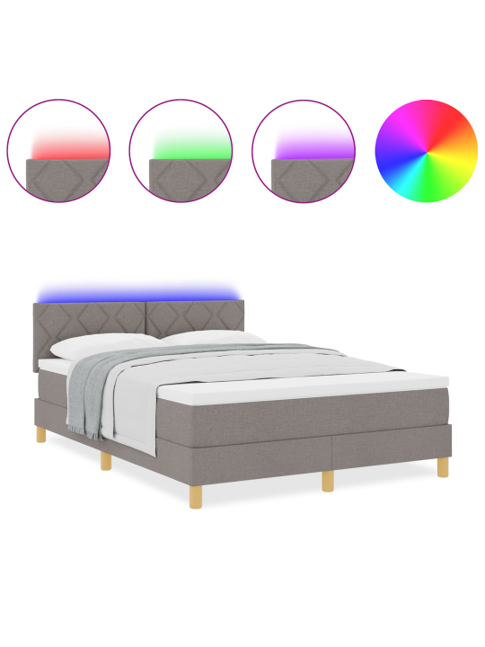 Box spring sänky patjalla & led taupe 160x200 cm kangas