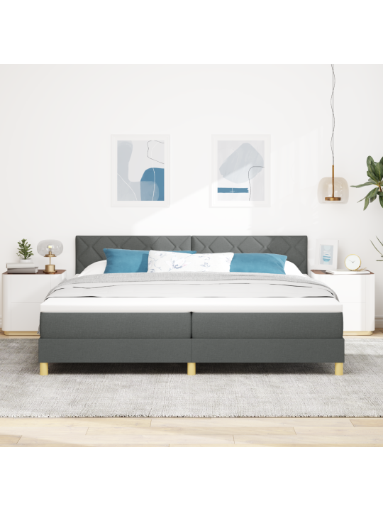 Box spring -sänky patjalla & led tummanharmaa 200x200 cm kangas