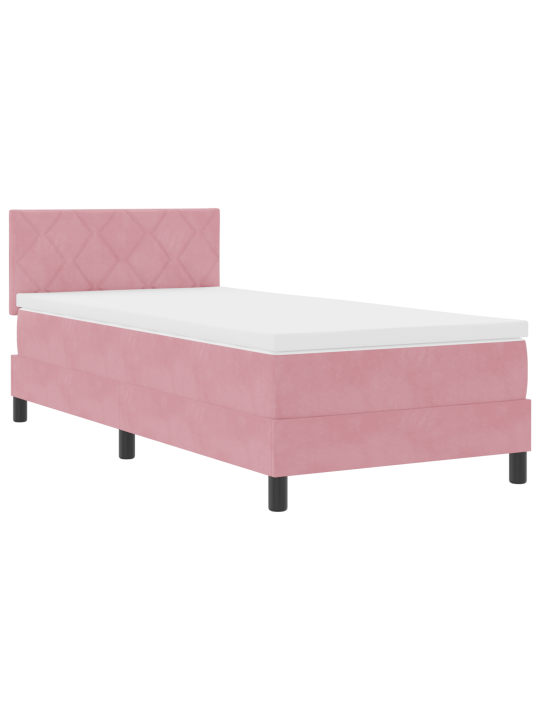 Box spring -sänky patjalla ja led-valaistuksella pinkki 100x200 cm sametti