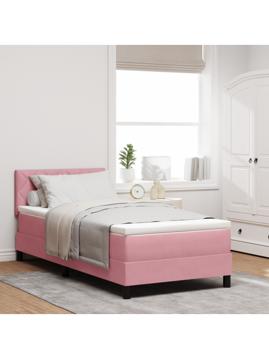 Box spring -sänky patjalla ja led-valaistuksella pinkki 100x200 cm sametti