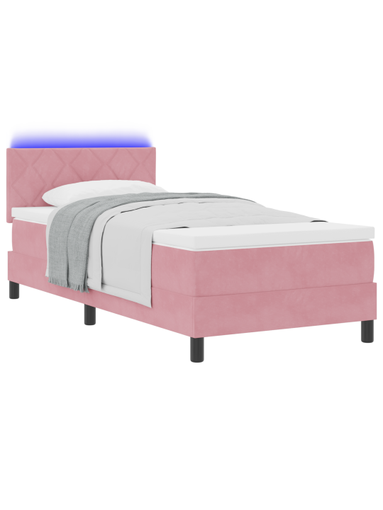 Box spring -sänky patjalla ja led-valaistuksella pinkki 100x200 cm sametti
