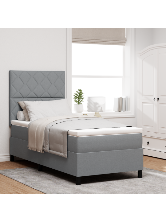 Box spring sänky patjalla & led harmaa 90x190 cm kangas