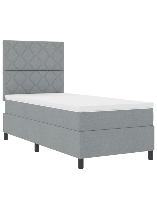 Box spring sänky patjan ja led valon kanssa vaaleanharmaa 100x200 cm kangas