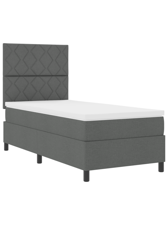 Box spring sänky patjan ja led:n kanssa tumma harmaa 100x200 cm kangasta