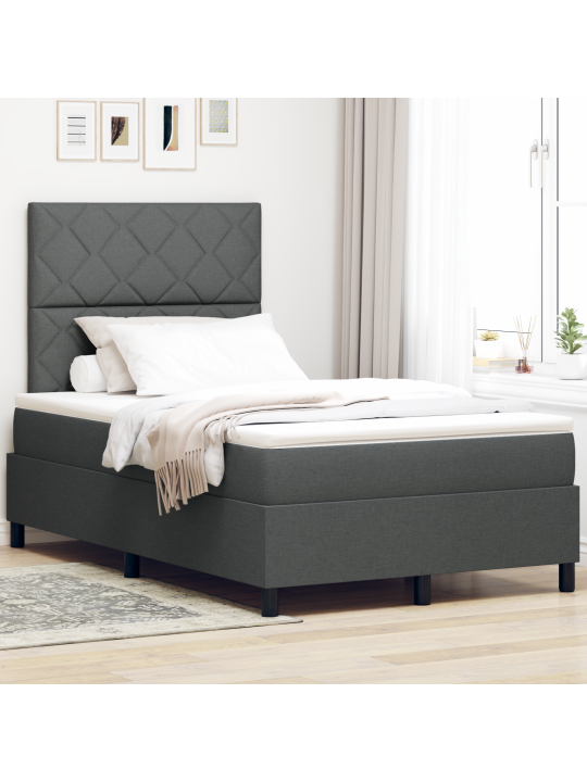 Boxspring sänky patjan & led:n kanssa tummanharmaa 120x190 cm kangas