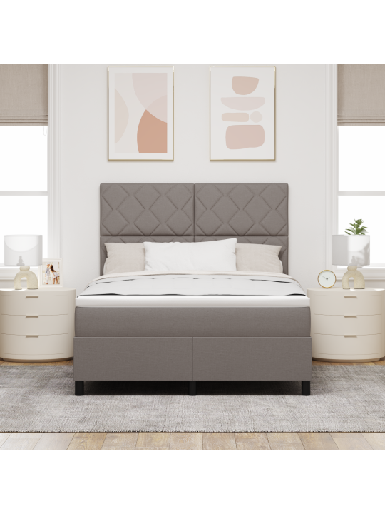Laatikkosänky patjan ja led-valojen kanssaja taupe 160x200 cm kangas
