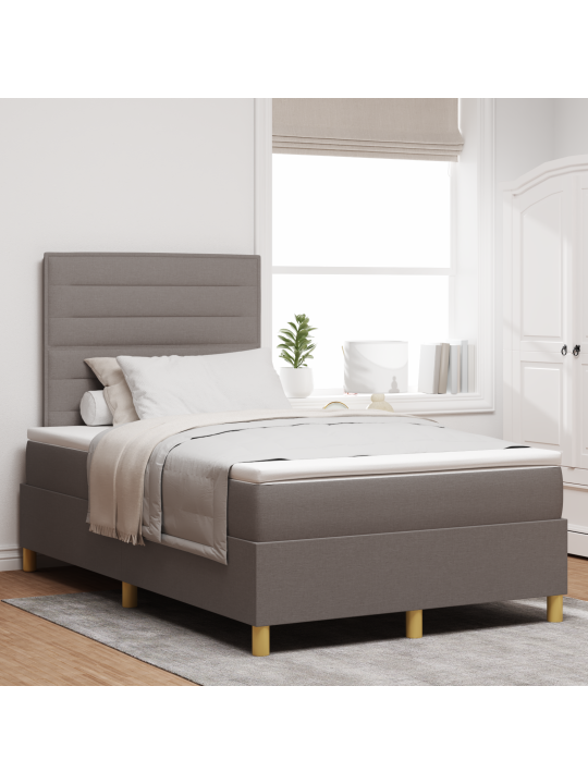 Box spring -sänky patjalla ja led-valolla taupe 120x200 cm kangas
