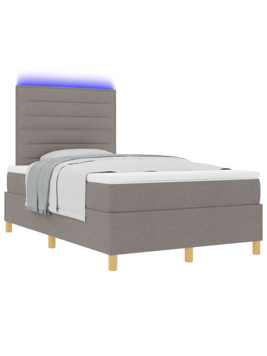 Box spring -sänky patjalla ja led-valolla taupe 120x200 cm kangas