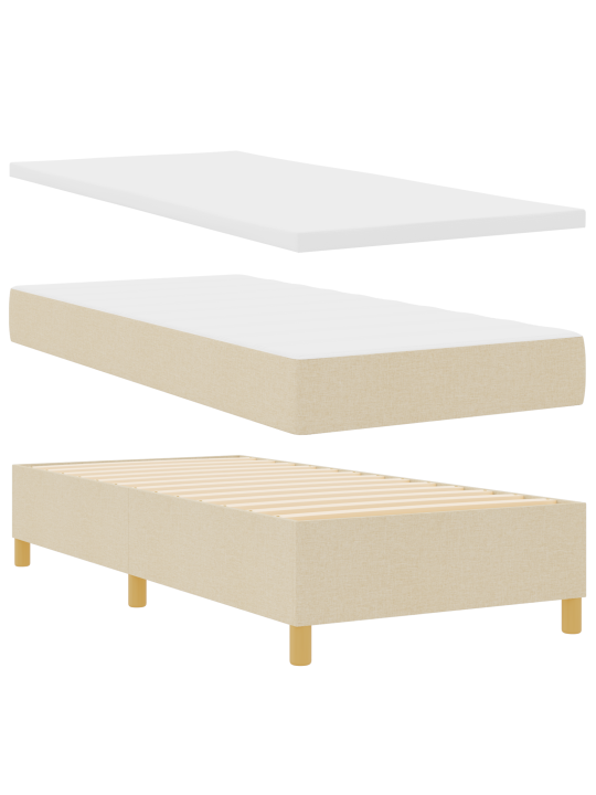 Box spring -sänky patjan ja led:n kanssa kerma 100x200 cm kangas