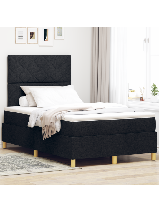 Box spring -sänky patjan ja led-mustalla 120x190 cm kankaan kanssa