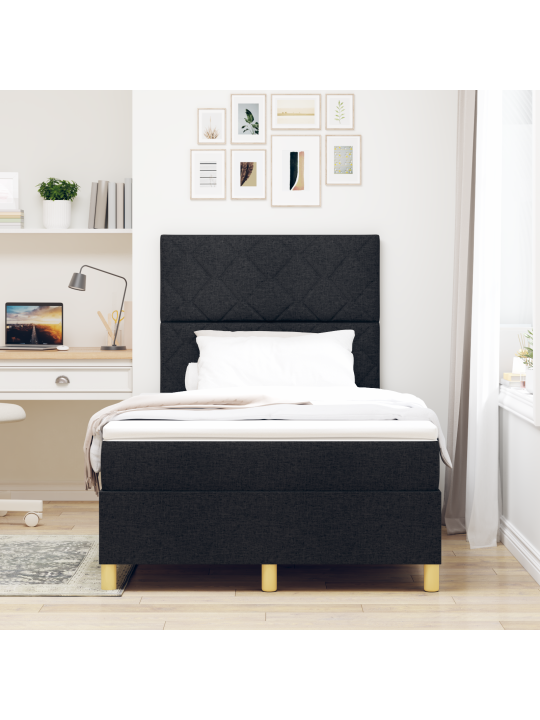 Box spring -sänky patjan ja led-mustalla 120x190 cm kankaan kanssa