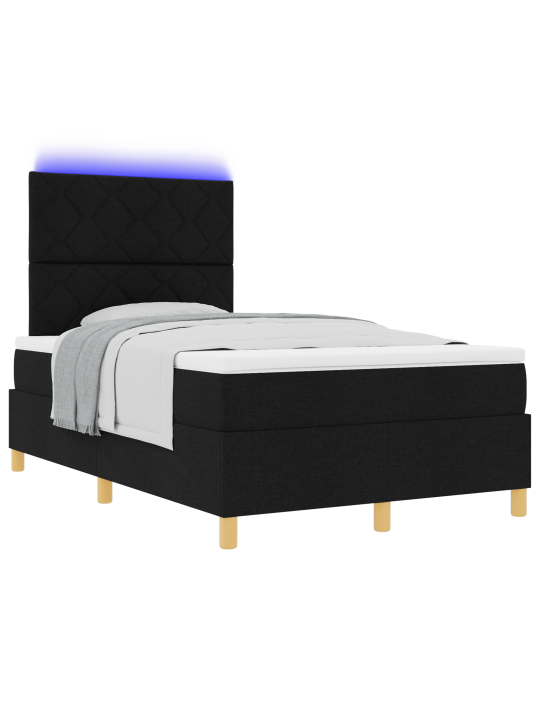 Box spring -sänky patjan ja led-mustalla 120x190 cm kankaan kanssa