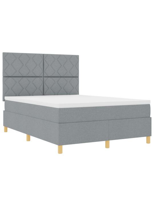 Box spring sänky patjalla & led vaaleanharmaa 160x200 cm kangas