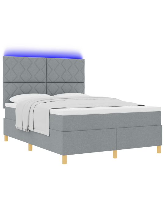 Box spring sänky patjalla & led vaaleanharmaa 160x200 cm kangas