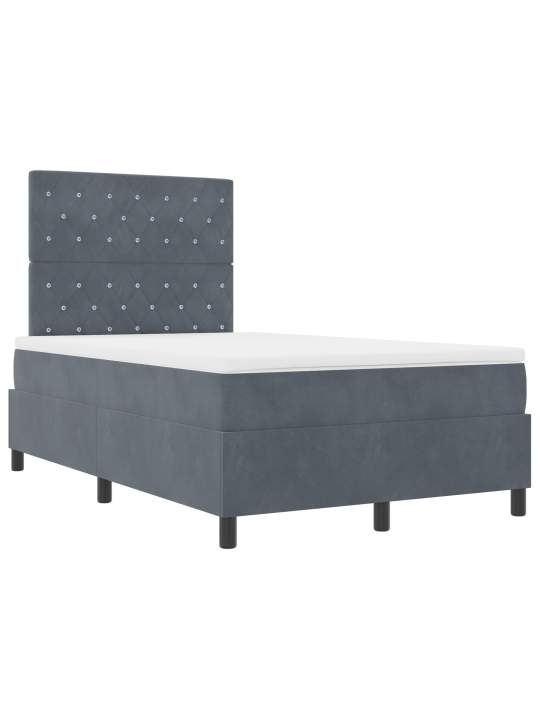 Sänky box spring patjalla ja led:llä tumma harmaa 120x190 cm sametti