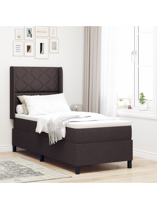 Parisängyn ja patjan yhdistelmä led-valoilla tumma ruskea 90x190 cm kangas