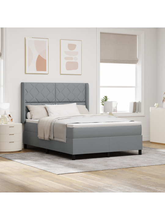 Sänky box spring patja led-valolla harmaa 160x200 cm kangas