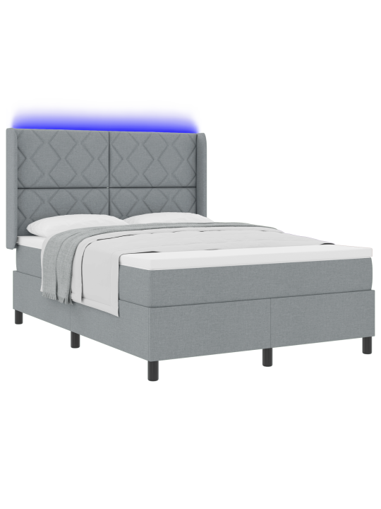 Sänky box spring patja led-valolla harmaa 160x200 cm kangas