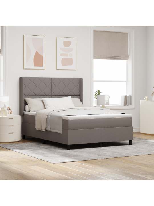 Box spring -sänky patjalla ja led:llä taupe 160x200 cm kangas