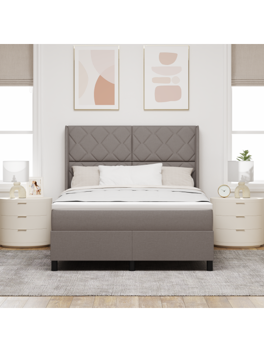 Box spring -sänky patjalla ja led:llä taupe 160x200 cm kangas