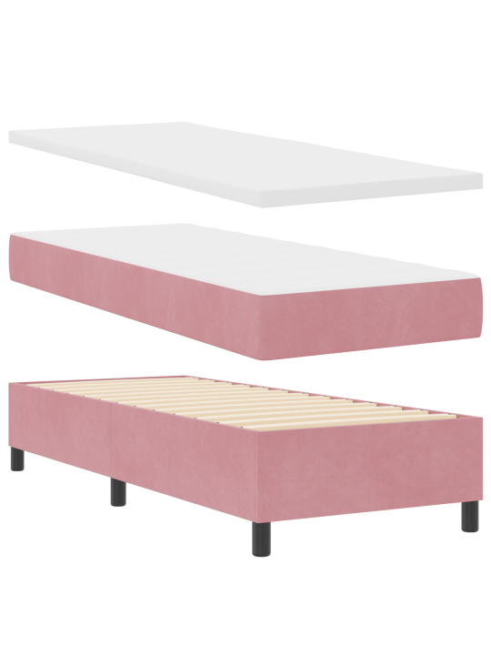 Bokspatja patjan kanssa ja led pinkki 80x200 cm sametti