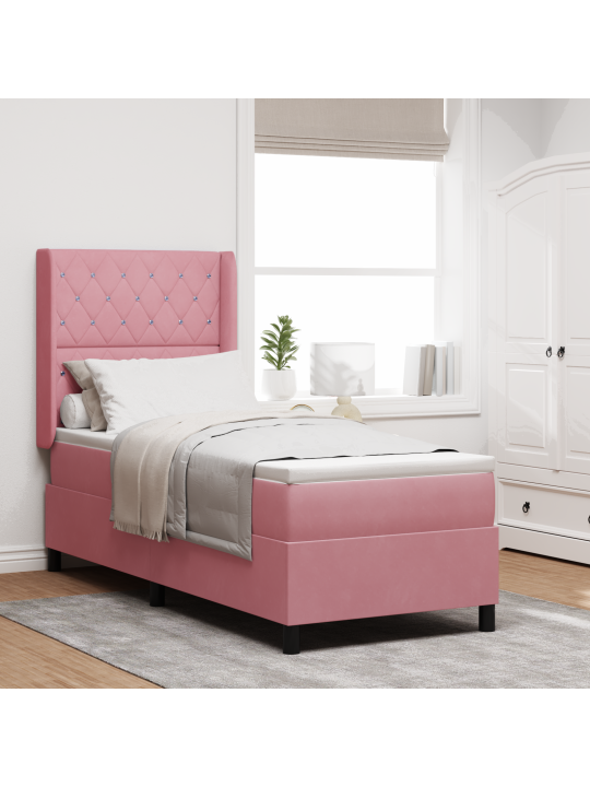 Bokspatja patjan kanssa ja led pinkki 80x200 cm sametti
