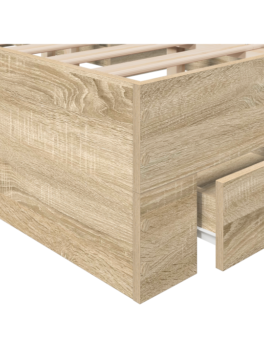 Sänky ilman patjaa laatikoilla kaksiosaisena engineered wood
