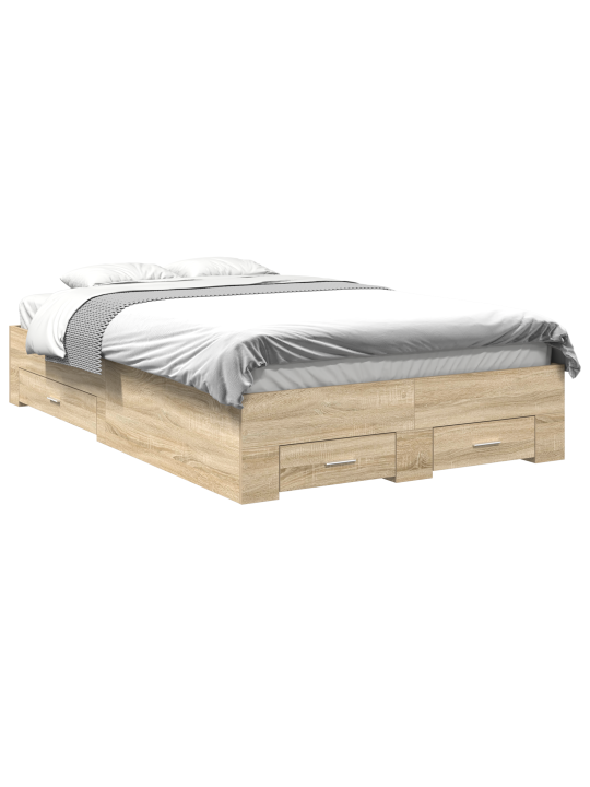 Sänky ilman patjaa laatikoilla kaksiosaisena engineered wood