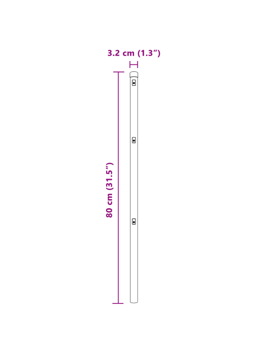 Aidatukipylväät 52 kpl harmaa ø32 mm 80 cm galvanoitua terästä