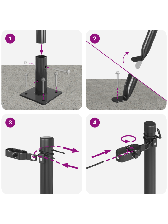 Aidan pylväät perustuksilla 52 kpl ø32mm 70cm galvanoitua terästä