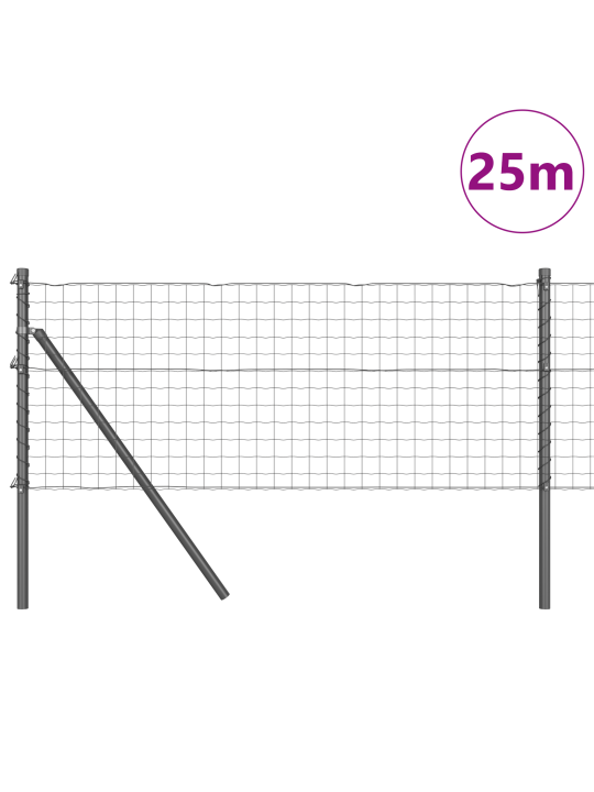 Euro aita 13 pylväällä 0.8x25 m galvanoitu teräs harmaa