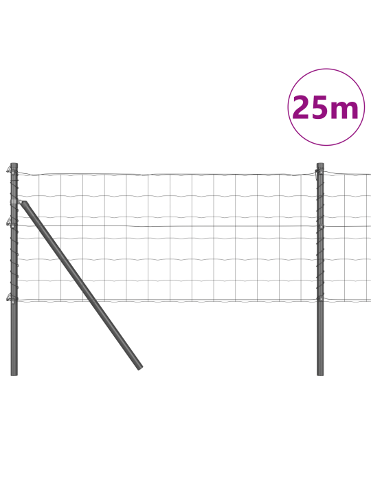 Euro aita 13 pylväällä 0.6x25 m galvanoitu teräs harmaa