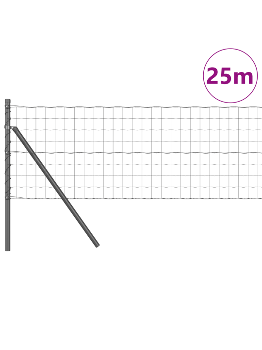 Euro aita 13 pylväällä 0.8x25 m galvanoitu teräs harmaa