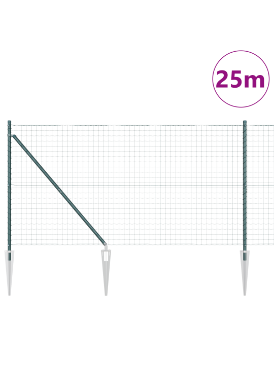 Euroaita, 13 piikkipostilla 1x25 m Galvanoitu teräs vihreä