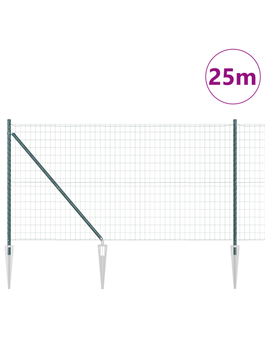 Euro aita 13 pistokkeella 1.2x25m galvanoitu teräs vihreä