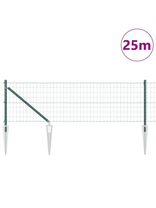 Euro aita 13 piikkipalkilla 0.6x25 m galvanoitu teräs vihreä