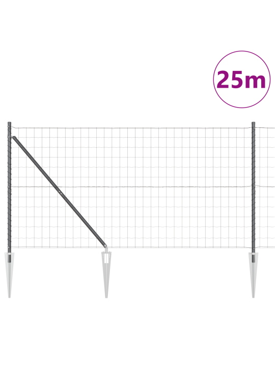 Euro aita 13 piikkipilarilla 1.2x25 m galvanoitu teräs harmaa