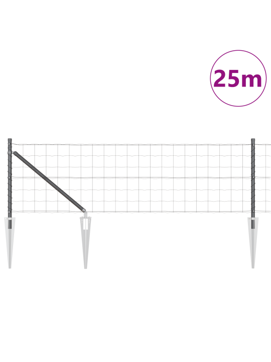 Euro aita 13 piikkipäällä 0.6x25 m galvanoitu teräs harmaa