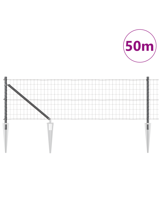 Euro aita 13 piikkipylväällä 0.4x50 m galvanoitu teräs harmaa