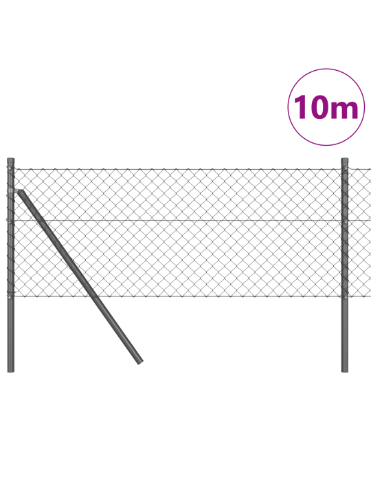 Ketjuaita 7 pylväällä 0.4x10 m galvanoitu teräs harmaa