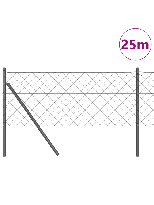 Ketjuaida 13 pylväällä 0.4x25 m galvanoitu teräs harmaa