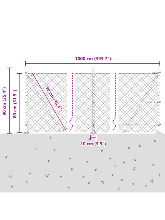 Ketjuaita 7 flangettipylvään kanssa 0.8x10 m galvanoitu teräs