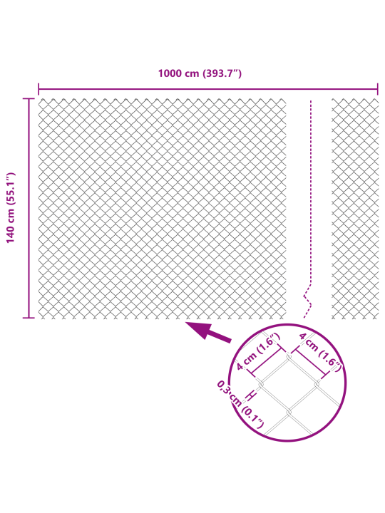 Ketjuaita 7 flangipylväällä 1.5x10 m galvanoitu teräs