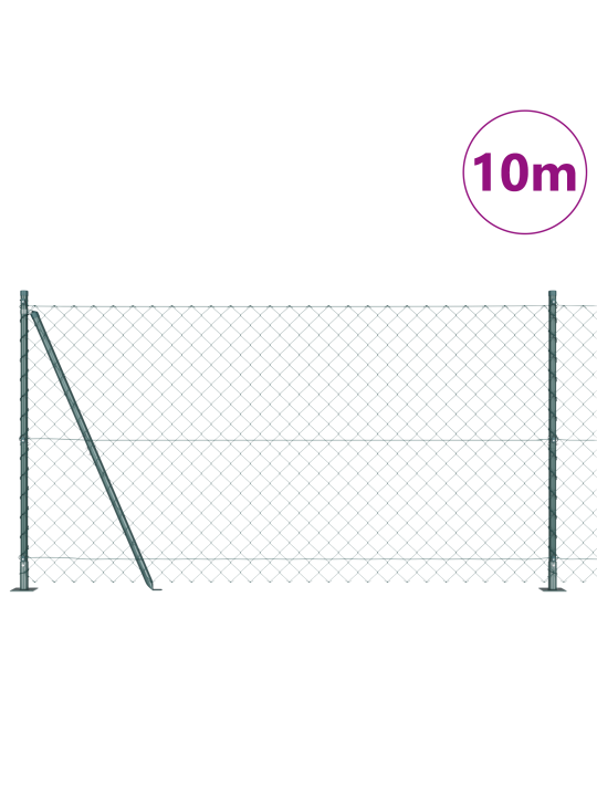 Ketjuverkkoaita 7 laippa-pylväillä 1.2x10 m galvanoidusta teräksestä