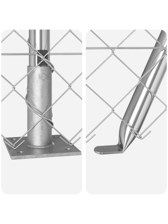 Ketjuaita 7 flange-pylväillä 0.4x10 m galvanoitu teräs