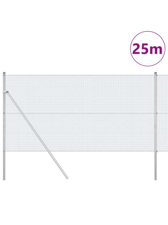 Hitsaussaumattu aita 13 tolpalla 1x25 m kuumasinkitty teräs