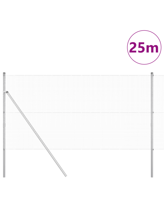 Langallinen aita 13 pylväällä 1,4x25 m galvanoidusta teräksestä
