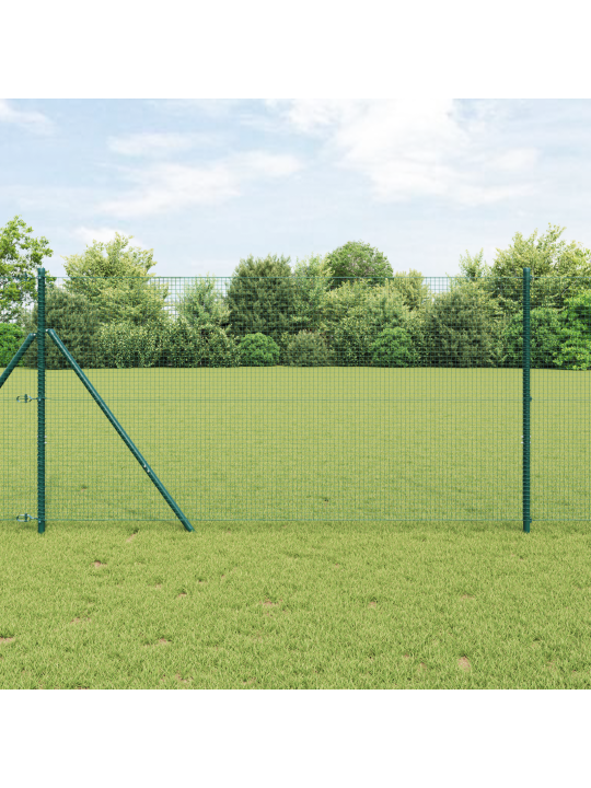 Hitsattu pihapiiri 7 pylväällä vihreä 1.4x10 m terästä