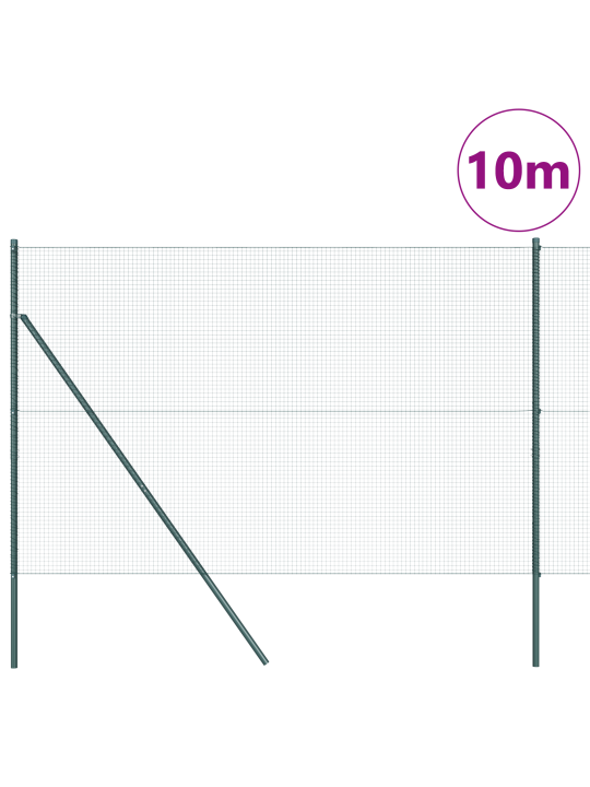 Aidapylväs setti 2 kpl vihreä pvc-pinnoitettu teräs 10 x 1.5 m